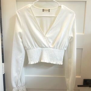 Altar'd State White Long Sleeve Crop Top, Size Small